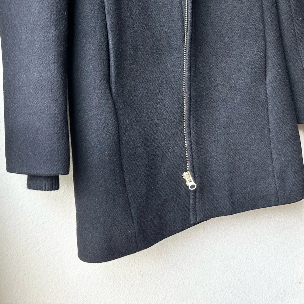 J.Crew Black Lodge Coat in Italian Stadium-Cloth Wool Sz 0